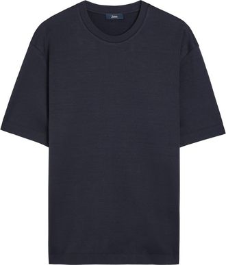 Herno Fine Cotton-knit T-shirt - Navy - 52 (UK42 / XL)