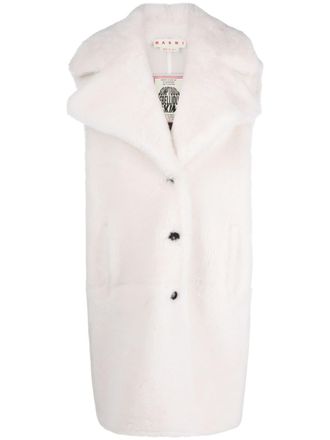 Marni faux-fur gilet - women - Lambskin/Calf Leather/Grained Leather - 42 - White