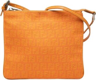 Fendi Pre-owned Cross Body Bags, female, Orange, Size: ONE SIZE Pre-owned Canvas Cross Body Bag