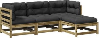 vidaXL Juego De Sof&aacute;s Jard&iacute;n 4 Pzas Con Cojines Madera Pino Impregnada Vidaxl