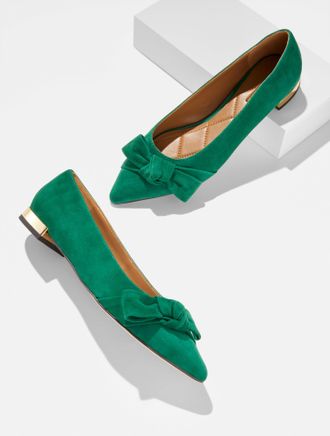 Talbots Portia Bow Suede Flats - Highland Green - 9 1/2 M Talbots