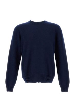 Gran Sasso Blue Crew Neck Cashmere Sweater