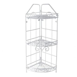 Trade Shop Trade Shop - Mensola Angoliera Angolare 3 Ripiani Porta Oggetti Bagno Metallo Bianco 52528