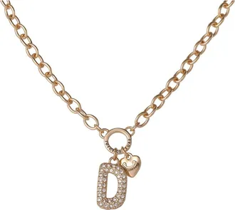 Juicy Couture Bubble Letter Necklace for Women with Clear Stones 18+2, Chunky Initial Necklace Gold-Tone in Letter D at Nordstrom
