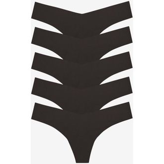 Commando Classic Solid Thong 5-Pack in Black at Nordstrom, Size X-Small