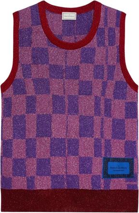 Pierre-Louis Mascia Tricot Knit Top - Dames - Ronde hals truien - Paars - L - Leer - Truien & Vesten