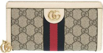 Gucci Gg Supreme Beige White Gg Supreme Leather Long Wallet (Bi-Fold) (Pre-Owned)