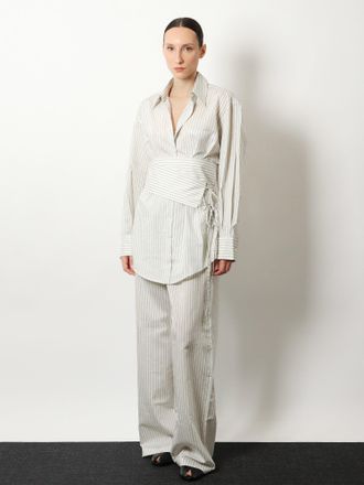 R&oacute;he Silk Striped Trousers - White