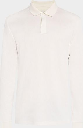 BOSS Mens Pado Cotton Textured Long-Sleeve Polo Shirt