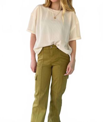 Judy Blue High Waist Garment Dyed Cargo Straight Leg Pants In Matcha
