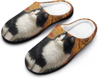 Generic Long Hair Cow Cat Autumn Slippers Men Winter Warm Cotton Anti-Slip Indoor Slip-Ons House Shoes