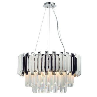 Loops Ceiling Pendant Light Clear Crystal & Polished Stainless Steel 6 x 40W E14 in Metallics