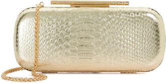 Dune London Body Faux Leather Frame Clutch in Gold Crocodile at Nordstrom