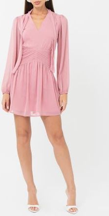 Adelyn Rae Betsy Neck Tie Minidress in Rose at Nordstrom Rack, Size X-Small