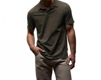 James Perse Sueded Jersey Polo In Platoon Pigment