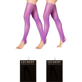 Lechery 2 Pairs of Glossy Stirrup Thigh Highs in Purple at Nordstrom, Size Small