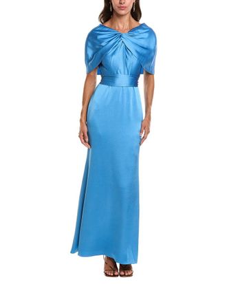 Badgley Mischka Cape Sash Gown