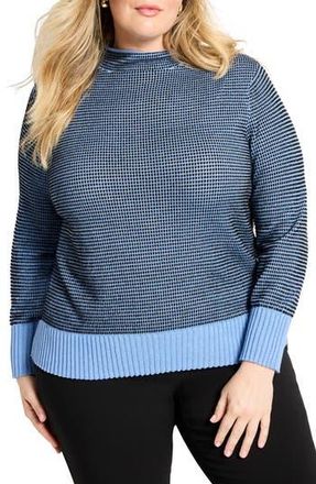 Nic+Zoe Mock Neck Pixel Knit Sweater in Blue Multi at Nordstrom Rack, Size 2 X
