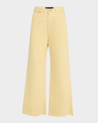 Veronica Beard Taylor Cropped High-Rise Wide Jeans