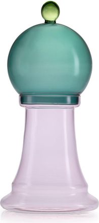 IVV borosilicate glass container chess pink+peacock green lid/fern green h-33-5 cm