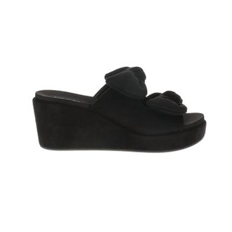 Corkys Footwear Womens Bowed Up Wedge Shoes In Black Faux Suede