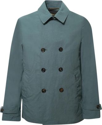 Moorer Double-Breasted Jacket - Heren - Mantel - Groen - L - Leer - Jassen