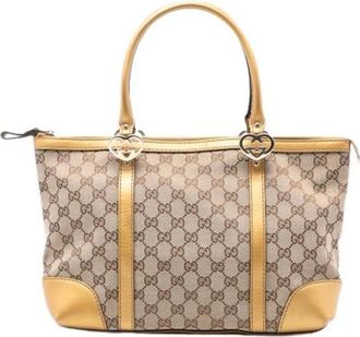 Gucci Pre-owned Handbags, female, Beige, Size: ONE SIZE Pre-owned Canvas Tote