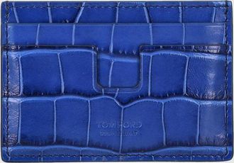 Tom Ford Portacarte piatto in pelle di vitello con stampa coccodrillo
