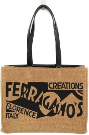Ferragamo Pre-owned Tote Bags, female, Beige, Size: ONE SIZE Pre-owned Leather handbags