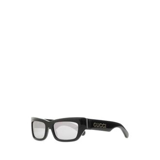 Gucci Rechthoekige zonnebril met gouden logo detail - Heren - Zonnebrillen - Zwart - ONE Size - Accessoires