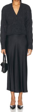 Sablyn Miranda Scallop Trim Bias Cut Pull On Midi Skirt In Black