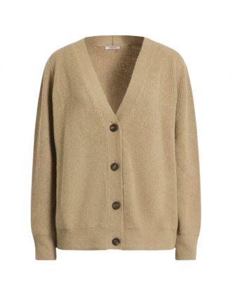 PESERICO Womens Longsleeve Wool Cashmere Blend Knit Cardigan In Amber Beige