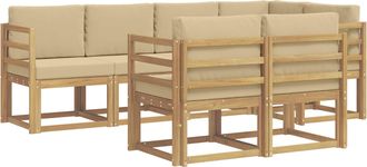 vidaXL Conjunto De Sof&aacute;s De Exterior 7 Uds. Y Beige Poli&eacute;ster Vidaxl