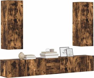 Berkfield Home Classic 5 Piece TV Cabinet Set Smoked Oak Engineered Wood in Brown