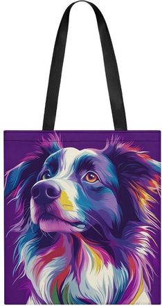 Generic Colorful Border Collie Dog Tote Bag for Women Men Shoulder Bags Purses Pouch Handbags