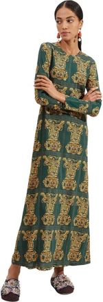 La DoubleJ Swingjurk met lange mouwen - Dames - Maxi kleedjes - Groen - XS - Kleedjes