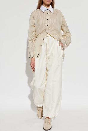 Bottega Veneta Striped Pattern Shirt, Womens, Beige
