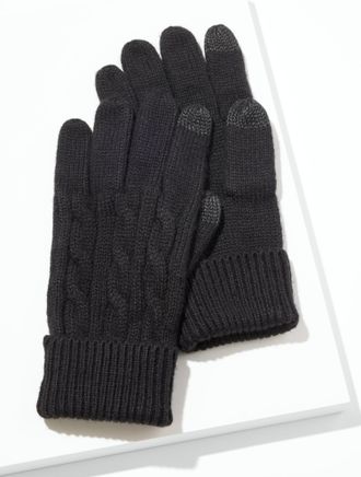 Talbots Soft Cable Knit Gloves - Black - 001 Talbots