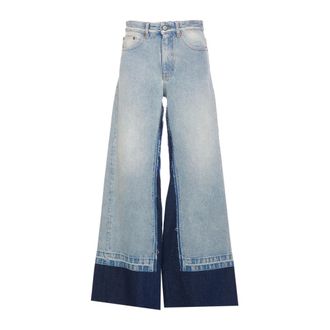 Maison Margiela Wide Jeans, female, Blue, W24, Wide Jeans with Patch Logo