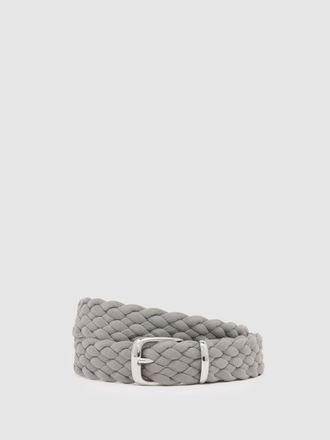Reiss Soft Grey Suede Woven Belt, 32