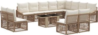 vidaXL Conjunto De Sof&aacute;s De Jard&iacute;n 13 Uds. Beige Y Blanco Crema Vidaxl