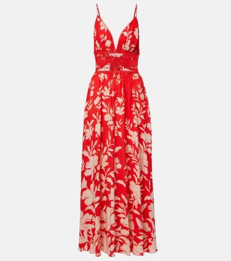 Poupette St Barth Havana crochet-trimmed floral maxi dress