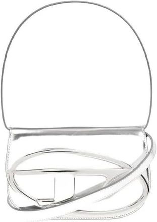 Diesel Borsa a spalla metallizzata con manico scultoreo - - Bags - Donna - Grigio - ONE SIZE