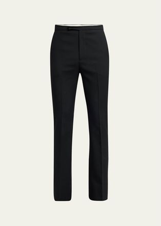 Alexander McQueen Mens Wool Slim Flare Flat-Front Trousers