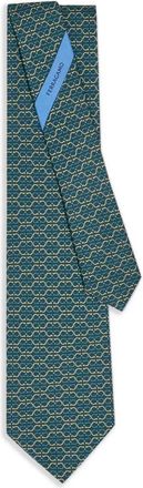 Ferragamo Gancini-print tie - men - Silk - One Size - Green