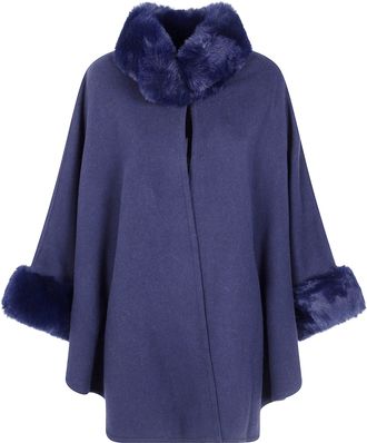 Twin-Set Coat With Fur Trim Poncho