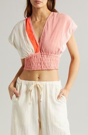 Lemlem Alia Smocked Cotton Blend Cover-Up Crop Top in Ayele Blush at Nordstrom Rack, Size Small