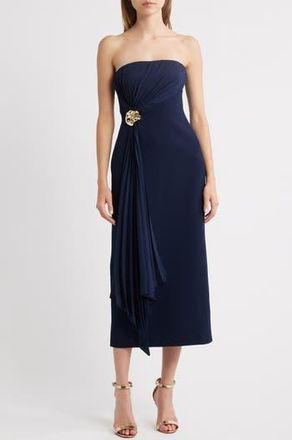 Acler Whitnell Strapless Draped Cocktail Dress in Navy at Nordstrom Rack, Size 12