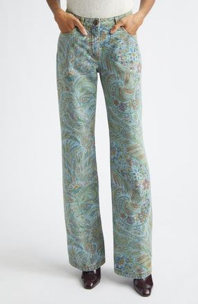 Etro Paisley Jeans in Multicolor On Pale Blue Base at Nordstrom, Size 27
