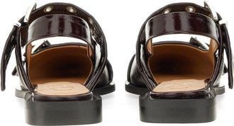 Ganni Buckle Detail Recycled Polyester Ballet Flat - Burgundy